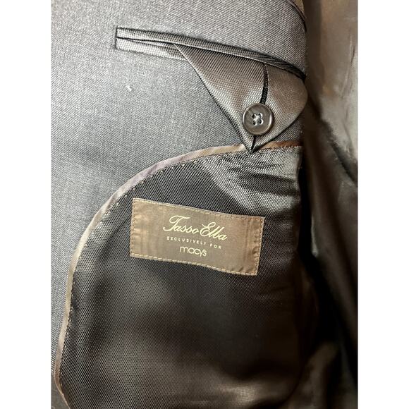 NWT Tasso Elba Solid Two Button Suit Jacket Men's Size 46R 40W Charcoal Gray - Picture 10 of 11